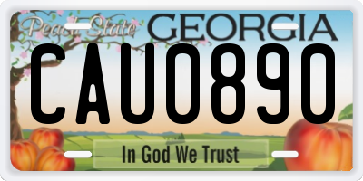 GA license plate CAU0890