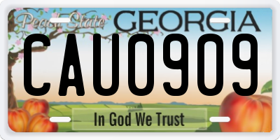 GA license plate CAU0909