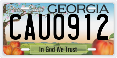 GA license plate CAU0912