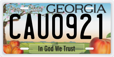 GA license plate CAU0921