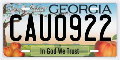 GA license plate CAU0922