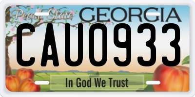 GA license plate CAU0933