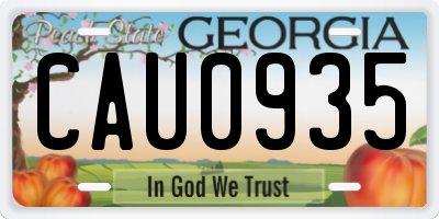 GA license plate CAU0935