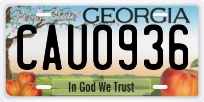 GA license plate CAU0936