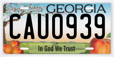 GA license plate CAU0939