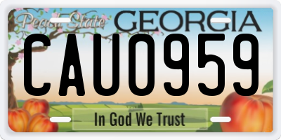 GA license plate CAU0959