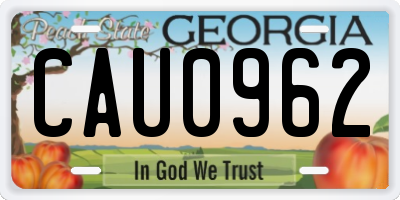 GA license plate CAU0962