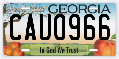 GA license plate CAU0966