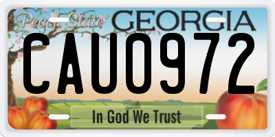 GA license plate CAU0972