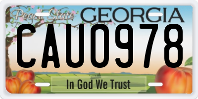 GA license plate CAU0978