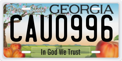 GA license plate CAU0996