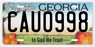 GA license plate CAU0998