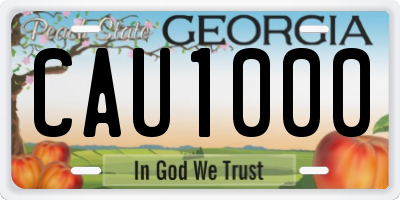 GA license plate CAU1000