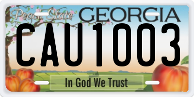 GA license plate CAU1003