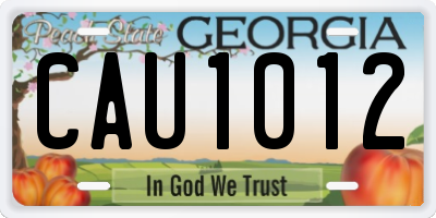 GA license plate CAU1012