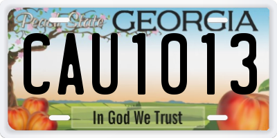 GA license plate CAU1013