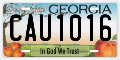 GA license plate CAU1016