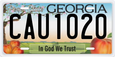 GA license plate CAU1020