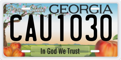 GA license plate CAU1030