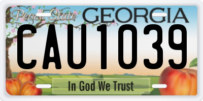 GA license plate CAU1039