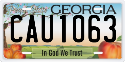 GA license plate CAU1063