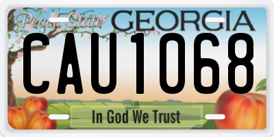 GA license plate CAU1068