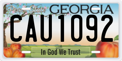 GA license plate CAU1092