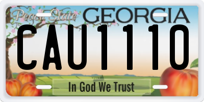 GA license plate CAU1110