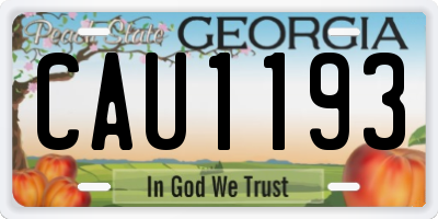 GA license plate CAU1193
