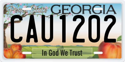 GA license plate CAU1202
