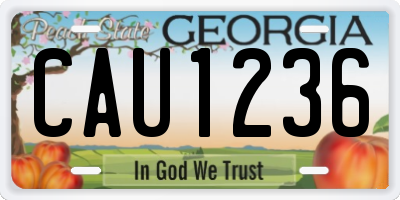 GA license plate CAU1236