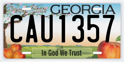 GA license plate CAU1357