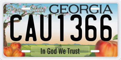GA license plate CAU1366