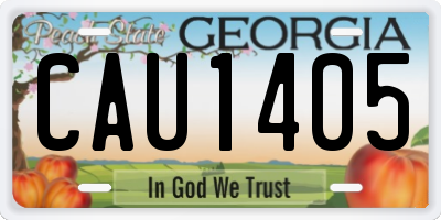 GA license plate CAU1405