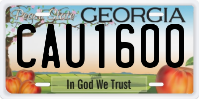 GA license plate CAU1600
