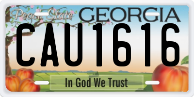 GA license plate CAU1616