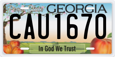 GA license plate CAU1670