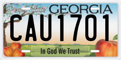 GA license plate CAU1701