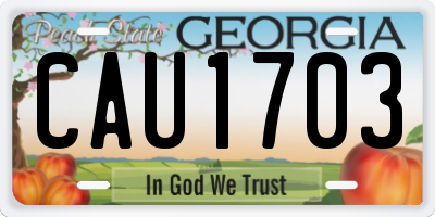 GA license plate CAU1703