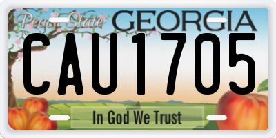 GA license plate CAU1705