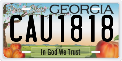 GA license plate CAU1818