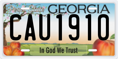 GA license plate CAU1910