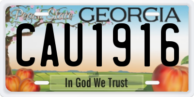 GA license plate CAU1916