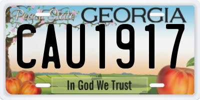 GA license plate CAU1917