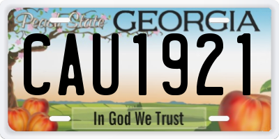 GA license plate CAU1921