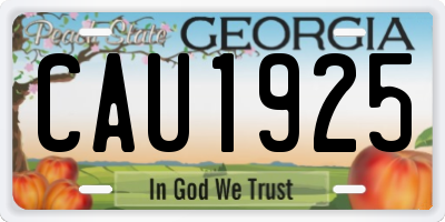 GA license plate CAU1925