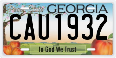 GA license plate CAU1932