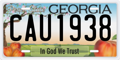 GA license plate CAU1938