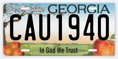 GA license plate CAU1940