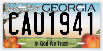 GA license plate CAU1941
